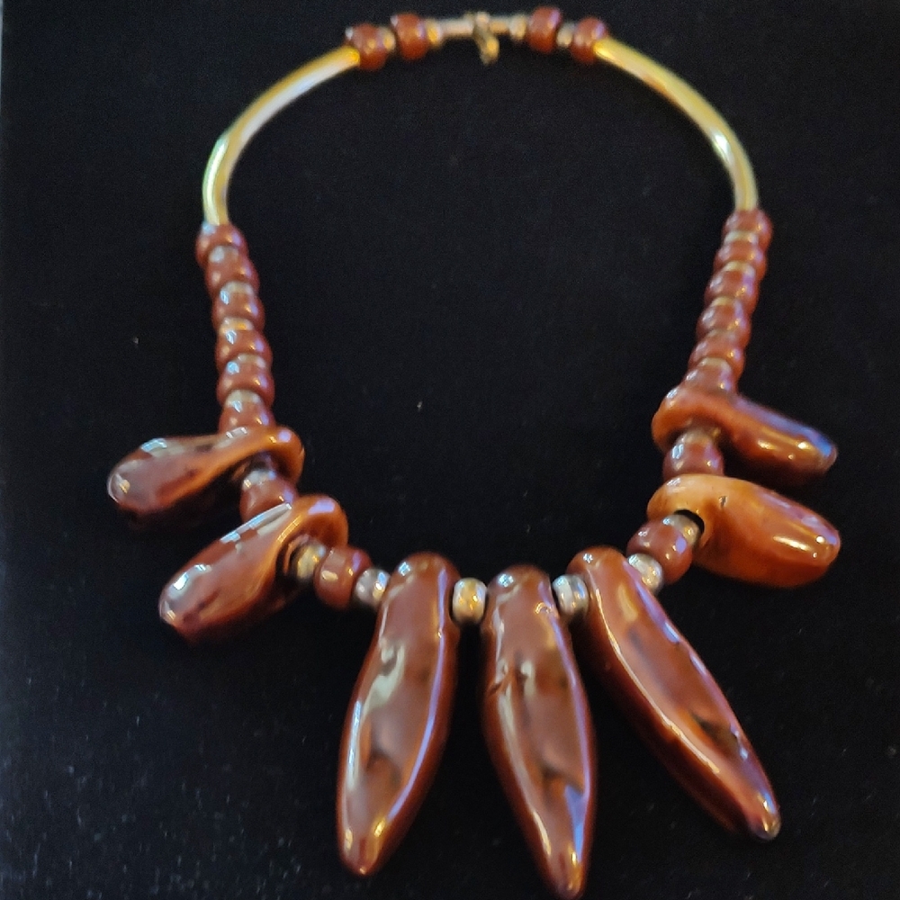 Glass & Brass Beaded Necklace